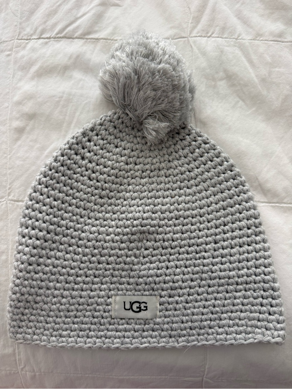 UGG Light Grey Pom Pom Knit Beanie
